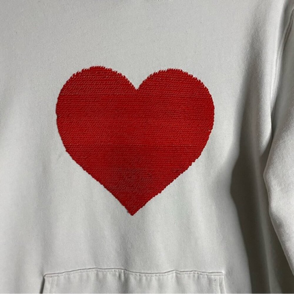 Abercrombie & Fitch Off-White Pride Love Flip Sequin Sweatshirt Hoodie - Picture 8 of 13